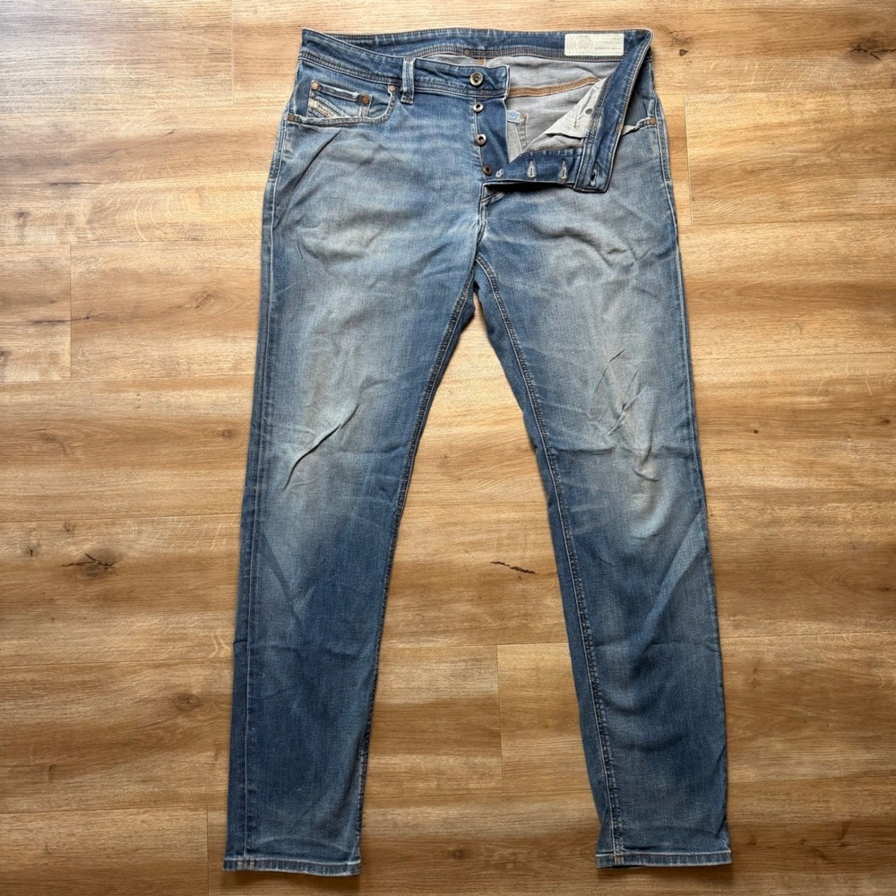 Diesel Larkee-Beex Jeans Mens 36x34 Blue Tapered Leg Stretch Denim Pants 084TX